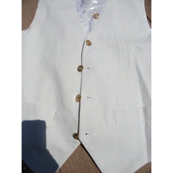 Vintage Men’s INTERNATIONAL MALE White Linen Cotton Vest L NWT Gold Tone Buttons - Picture 3 of 7